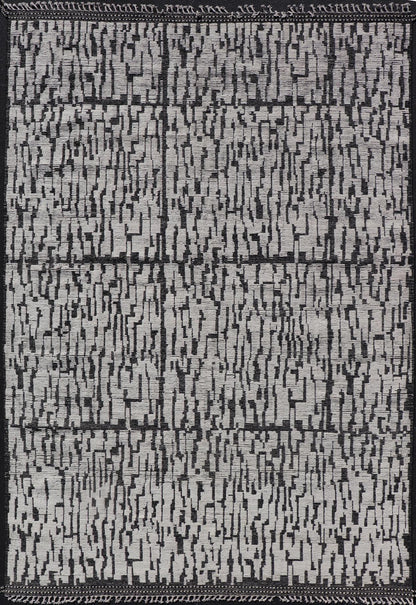 Moroccan Contemporary Abstract Rug in White and Black With All - Over Design. Keivan Woven Arts; rug MSE - 12899 Country of Origin: Afghanistan Type: Modern Casual Design: Abstract, Geometric, Contemporary. Measures: 9'10 x 15'1 This piece has uniq... - Keivan Woven ArtsMSE - 12899 - 25606Rug