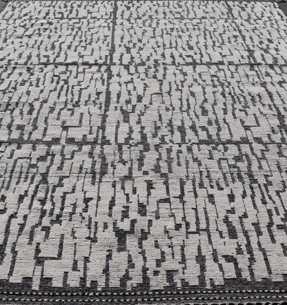 Moroccan Contemporary Abstract Rug in White and Black With All - Over Design. Keivan Woven Arts; rug MSE - 12899 Country of Origin: Afghanistan Type: Modern Casual Design: Abstract, Geometric, Contemporary. Measures: 9'10 x 15'1 This piece has uniq... - Keivan Woven ArtsMSE - 12899 - 25606Rug