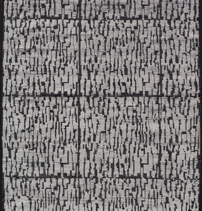 Moroccan Contemporary Abstract Rug in White and Black With All - Over Design. Keivan Woven Arts; rug MSE - 12899 Country of Origin: Afghanistan Type: Modern Casual Design: Abstract, Geometric, Contemporary. Measures: 9'10 x 15'1 This piece has uniq... - Keivan Woven ArtsMSE - 12899 - 25606Rug