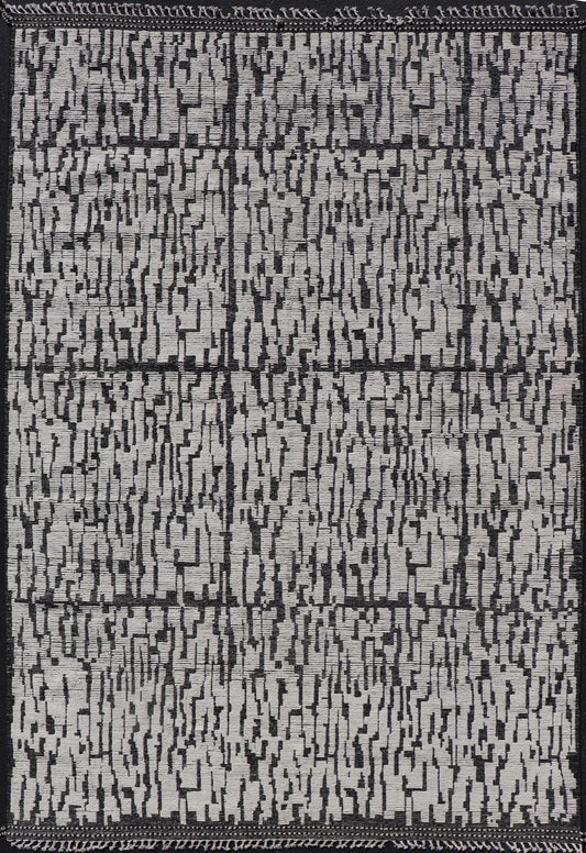 Moroccan Contemporary Abstract Rug in White and Black With All - Over Design. Keivan Woven Arts; rug MSE - 12899 Country of Origin: Afghanistan Type: Modern Casual Design: Abstract, Geometric, Contemporary. Measures: 9'10 x 15'1 This piece has uniq... - Keivan Woven ArtsMSE - 12899 - 25606Rugs