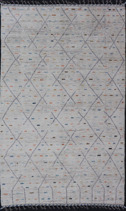 Modern Tribal Rug in Wool with Sub - Geometric Design By Keivan Woven Arts. rug MSE - 12905, Keivan Woven Arts / country of origin / type: Afghanistan / Modern Casual, circa Early - 21th century. Measures: 4'11 x 8'7 This modern casual tribal rug has ... - Keivan Woven ArtsMSE - 12905 - 25509Rug