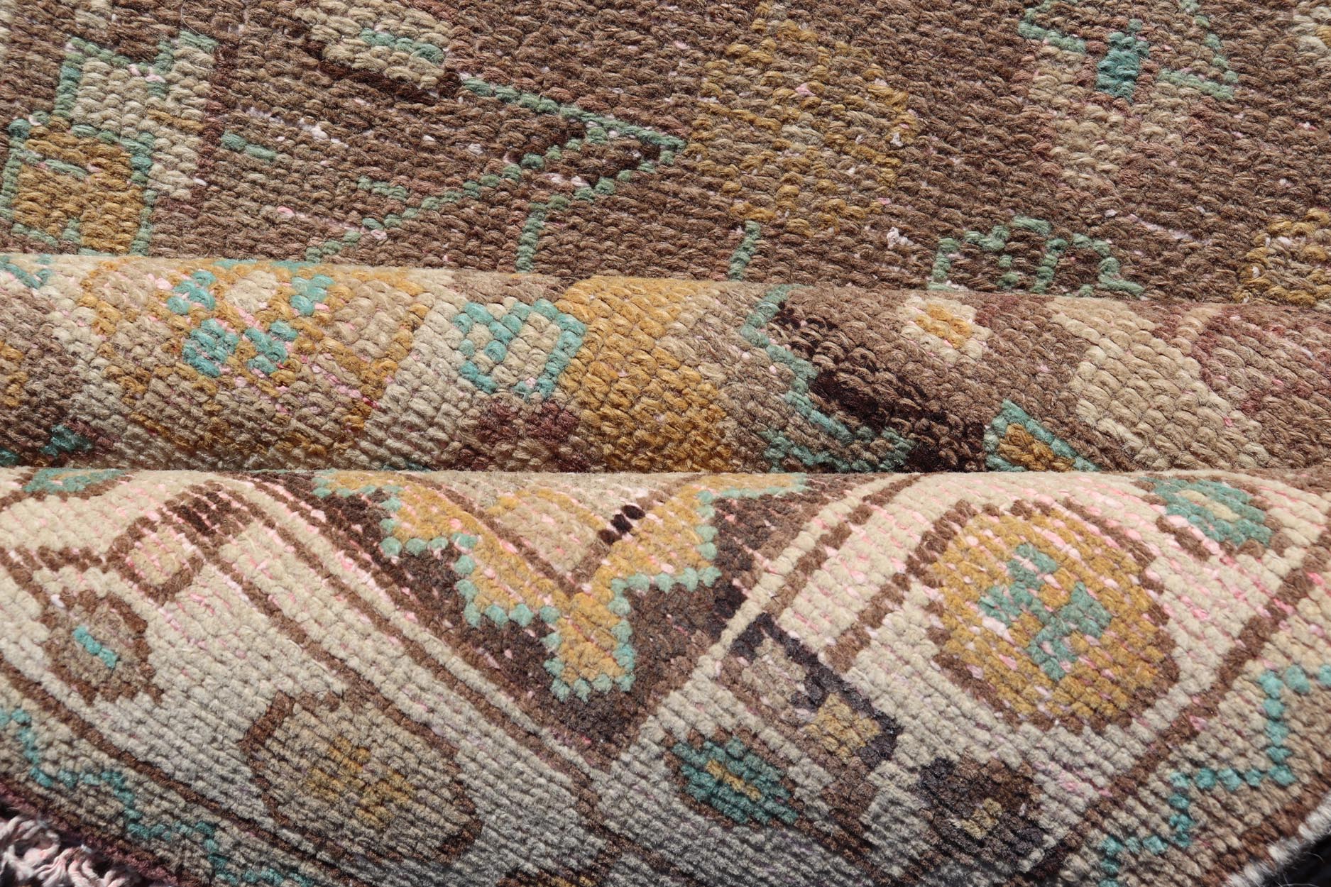 Persian Vintage Hamadan Runner With Medallions Set On A Tan Field. Country of Origin: Iran; Type: Hamedan; Design: Floral, rug MSE - 1293. Persian Floral, All - Over; Keivan Woven Arts. Measures: 3'5 x 9'9 This vintage Persian runner features a palet... - Keivan Woven ArtsMSE - 1293 - 25527Rug