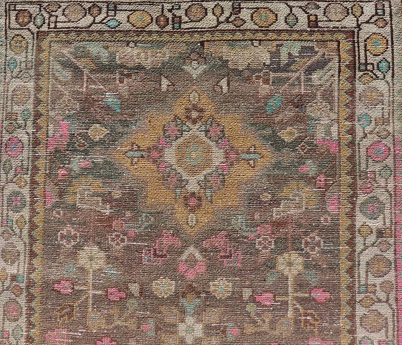 Persian Vintage Hamadan Runner With Medallions Set On A Tan Field. Country of Origin: Iran; Type: Hamedan; Design: Floral, rug MSE - 1293. Persian Floral, All - Over; Keivan Woven Arts. Measures: 3'5 x 9'9 This vintage Persian runner features a palet... - Keivan Woven ArtsMSE - 1293 - 25527Rug