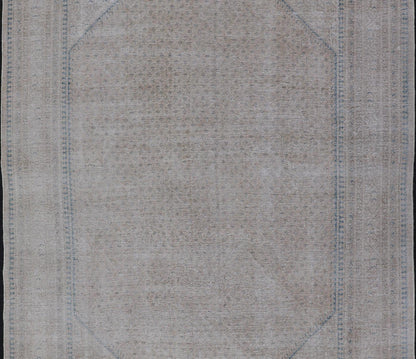 Vintage Persian Tabriz Rug with Muted Cream Tones With Minimalist Design. Keivan Woven Arts / rug MSE - 1412, country of origin / type: Iran/ Tabriz, circa 1960. Measures: 7'3 x 10'9 This Tabriz rug features an intricate and detailed border and an... - Keivan Woven ArtsMSE - 1412 - 25557Rug