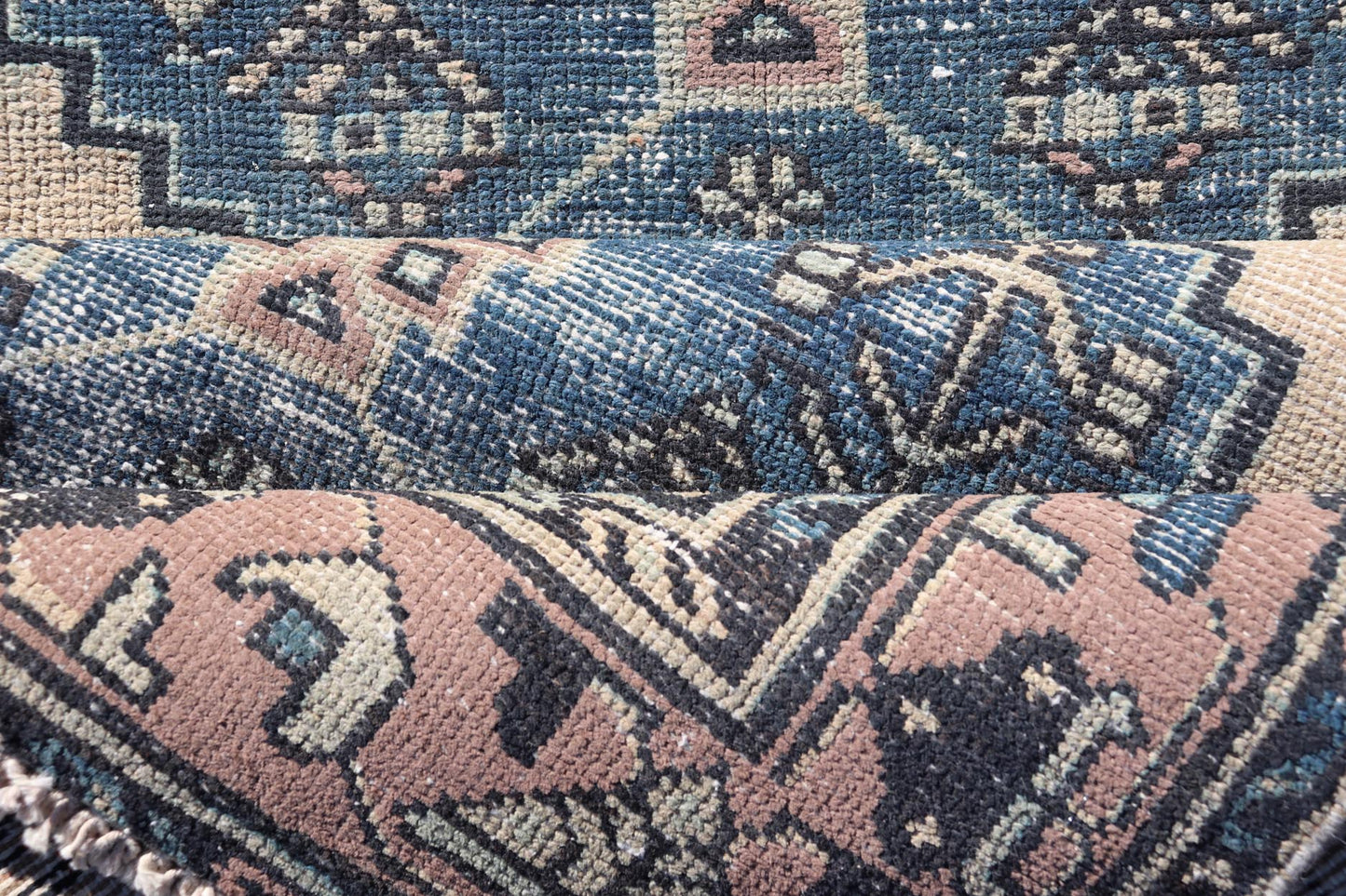 Vintage Persian Hamadan Distressed Runner With Medallion Design In Navy Blue. Keivan Woven Arts / rug MSE - 1416, country of origin / type: Iran / Hamadan, circa 1960. Measures: 3'5 x 9'7 This vintage Persian Hamadan carpet features a refined pal... - Keivan Woven ArtsMSE - 1416 - 25563Rug