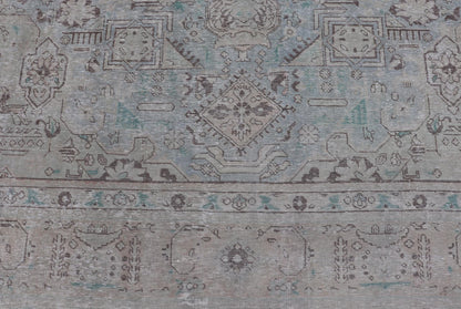 Keivan Woven Arts Vintage Distressed Persian Tabriz Rug in Light Blue and Earth Tones. Vintage Distressed Persian Rug. Keivan Woven Arts / rug MSE - 1512, country of origin / type: Iran / Tabriz, circa 1960. Measures: 10'0 x 12'4 This mid... - Keivan Woven ArtsMSE - 1512 - 25569Rug