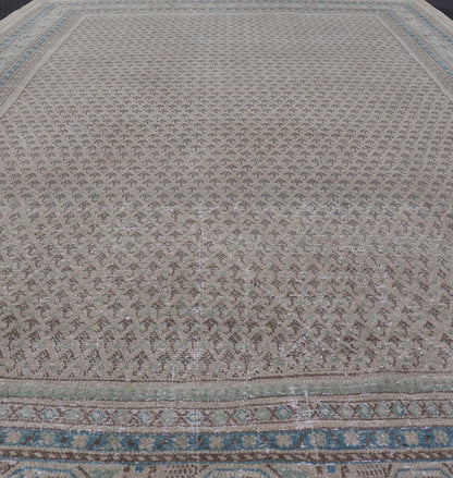 Minimalist Design Vintage Persian Tabriz Rug with All - Over Small Scale Design. Keivan Woven Arts / rug MSE - 1553, country of origin / type: Iran/ Tabriz, circa 1960. Measures: 6'6 x 10'7 This Tabriz rug features a relatively intricate and detaile... - Keivan Woven ArtsMSE - 1553 - 25575Rug