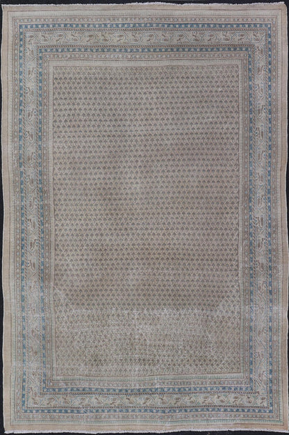 Minimalist Design Vintage Persian Tabriz Rug with All - Over Small Scale Design. Keivan Woven Arts / rug MSE - 1553, country of origin / type: Iran/ Tabriz, circa 1960. Measures: 6'6 x 10'7 This Tabriz rug features a relatively intricate and detaile... - Keivan Woven ArtsMSE - 1553 - 25575Rug