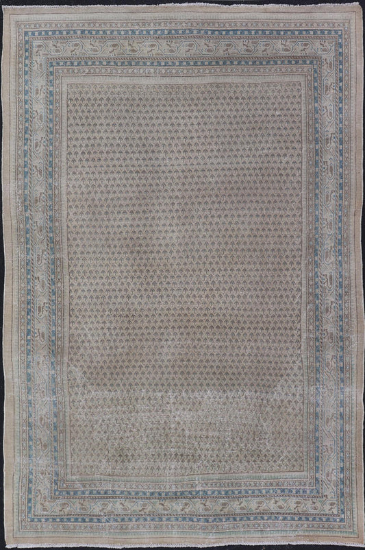 Minimalist Design Vintage Persian Tabriz Rug with All - Over Small Scale Design. Keivan Woven Arts / rug MSE - 1553, country of origin / type: Iran/ Tabriz, circa 1960. Measures: 6'6 x 10'7 This Tabriz rug features a relatively intricate and detaile... - Keivan Woven ArtsMSE - 1553 - 25575Rug