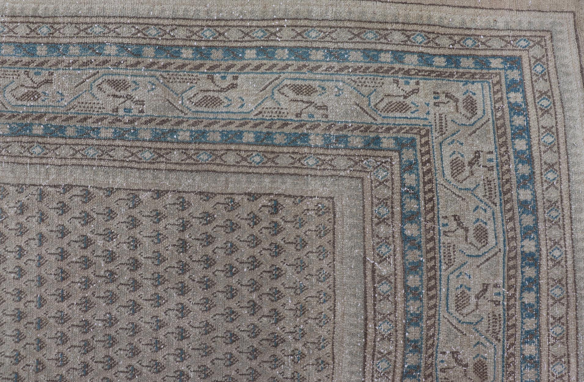 Minimalist Design Vintage Persian Tabriz Rug with All - Over Small Scale Design. Keivan Woven Arts / rug MSE - 1553, country of origin / type: Iran/ Tabriz, circa 1960. Measures: 6'6 x 10'7 This Tabriz rug features a relatively intricate and detaile... - Keivan Woven ArtsMSE - 1553 - 25575Rug