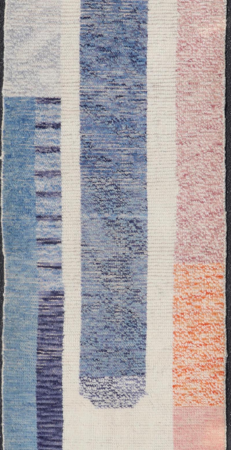 Modern Casual Hand Knotted Piled Runner in Color and Minimalist Modern Design. rug MSE - 924, Keivan Woven Arts country of origin / type: Afghanistan / Piled, condition: new. Measures: 2'9 x 12'3 This minimalist design runner features a modern ca... - Keivan Woven ArtsMSE - 924 - 24934Rug