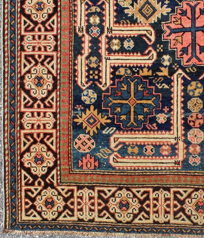 Antique Caucasian Karaghashli Rug The archetypal motifs in this piece are accompanied by a tower of stacked polygons with small V - shaped indentations, a Karaghashli rug hallmark. Each decorative foil is embellished with eight - armed brackets and ... - Keivan Woven ArtsN15 - 0101 - 80Rug