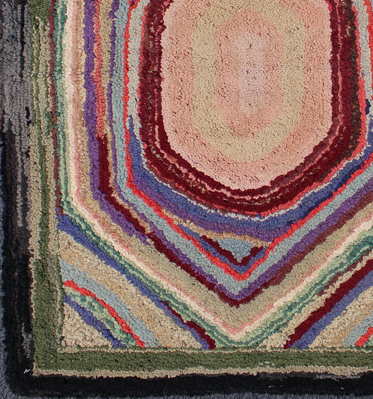 Antique Multicolor American Hooked Rug in Layered Diamond Design &Geometric American hooked rugs are indigenous to the Northeast region of the United States and Eastern Canada. Their production began in the mid - 1800s, gradually spreading lower to ... - Keivan Woven ArtsN15 - 0301 - 72Rug