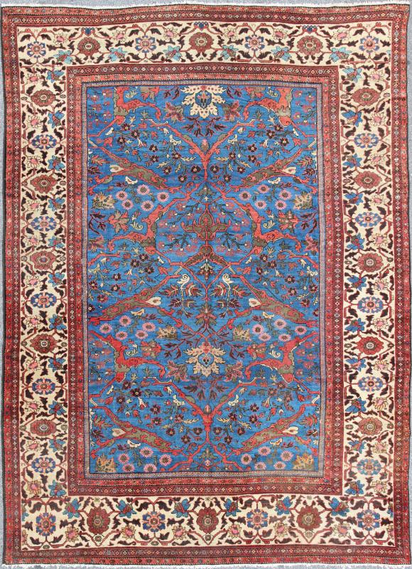 Amazing antique Persian Sultanabad rug in a unique Persian blue background. Keivan Woven Arts / rug / N15 - 0309, country of origin / type: Iran / Sultanabad, circa 1880. Measures: 11' x 15'7. This amazingly delightful antique Sultanabad/Ziegler r... - Keivan Woven ArtsN15 - 0309 - 12Rug
