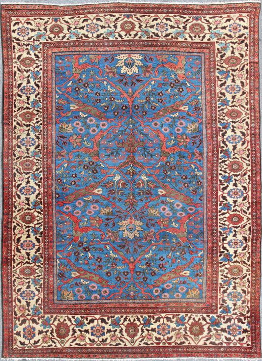 Amazing antique Persian Sultanabad rug in a unique Persian blue background. Keivan Woven Arts / rug / N15 - 0309, country of origin / type: Iran / Sultanabad, circa 1880. Measures: 11' x 15'7. This amazingly delightful antique Sultanabad/Ziegler r... - Keivan Woven ArtsN15 - 0309 - 12Rug