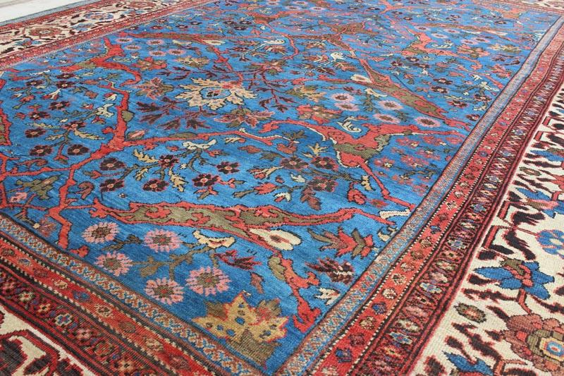 Amazing antique Persian Sultanabad rug in a unique Persian blue background. Keivan Woven Arts / rug / N15 - 0309, country of origin / type: Iran / Sultanabad, circa 1880. Measures: 11' x 15'7. This amazingly delightful antique Sultanabad/Ziegler r... - Keivan Woven ArtsN15 - 0309 - 12Rug