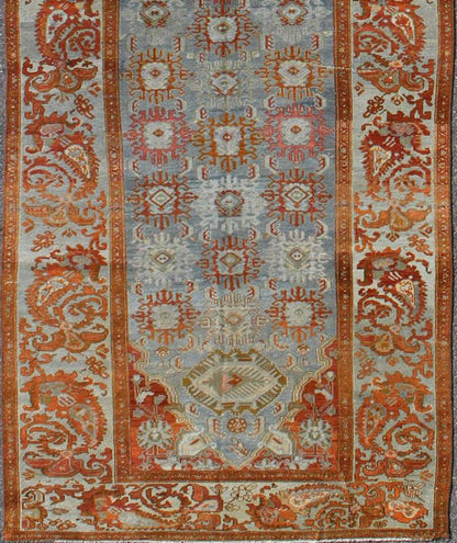 Grandoise Antique Gallery Malayer Persian Runner This magnificent antique Persian Malayer carpet, of an impressive size, bears a beautiful, all - over Sub - geometric design paired with a delightful palette of burnt orange, various blues and a very ... - Keivan Woven ArtsNA - 160068 - 8002Rug