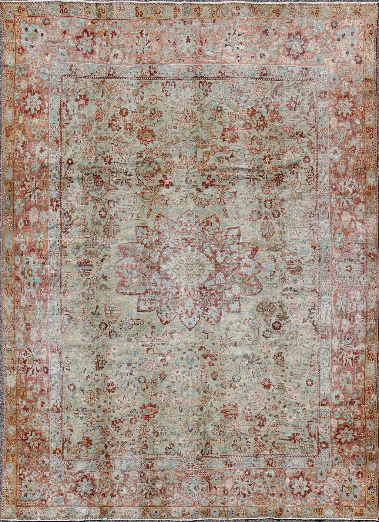 Antique Persian Sultanabad rug with all - over vining floral design in ice blue, rug na - 170062, country of origin / type: Iran / Sultanabad, circa 1930 This beautiful and large antique Persian Sultanabad rug displays a gorgeous, all - over vining fl... - Keivan Woven ArtsNA - 170062 - 8897Rug