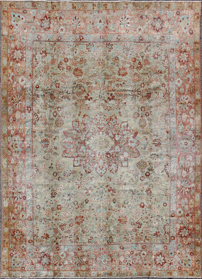 Antique Persian Sultanabad rug with all - over vining floral design in ice blue, rug na - 170062, country of origin / type: Iran / Sultanabad, circa 1930 This beautiful and large antique Persian Sultanabad rug displays a gorgeous, all - over vining fl... - Keivan Woven ArtsNA - 170062 - 8897Rug