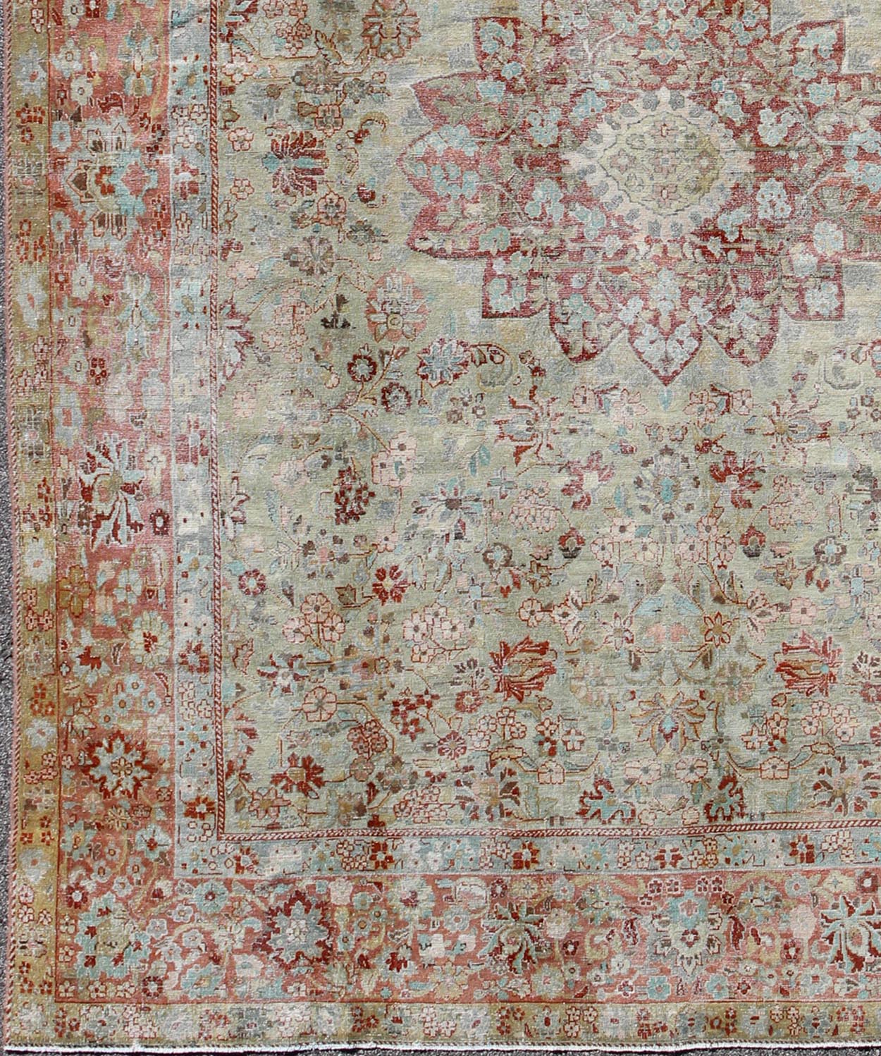 Antique Persian Sultanabad rug with all - over vining floral design in ice blue, rug na - 170062, country of origin / type: Iran / Sultanabad, circa 1930 This beautiful and large antique Persian Sultanabad rug displays a gorgeous, all - over vining fl... - Keivan Woven ArtsNA - 170062 - 8897Rug