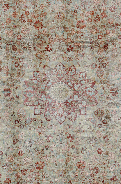 Antique Persian Sultanabad rug with all - over vining floral design in ice blue, rug na - 170062, country of origin / type: Iran / Sultanabad, circa 1930 This beautiful and large antique Persian Sultanabad rug displays a gorgeous, all - over vining fl... - Keivan Woven ArtsNA - 170062 - 8897Rug