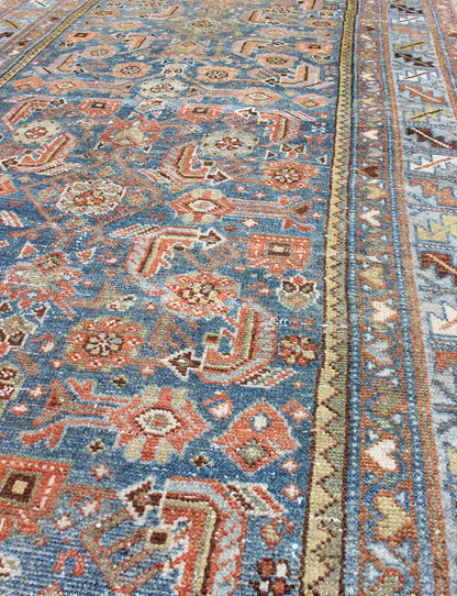 Antique Persian Malayer Runner in Light Blue and Salmon Pink, rug na - 170200, country of origin / type: Iran / Malayer, circa 1910. This magnificent antique Persian Malayer runner (circa 1910) bears a beautiful, all - over sub geometric design pair... - Keivan Woven ArtsNA - 170200 - 8201Rug