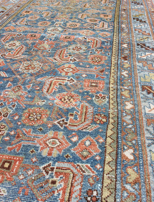 Antique Persian Malayer Runner in Light Blue and Salmon Pink, rug na - 170200, country of origin / type: Iran / Malayer, circa 1910. This magnificent antique Persian Malayer runner (circa 1910) bears a beautiful, all - over sub geometric design pair... - Keivan Woven ArtsNA - 170200 - 8201Rug