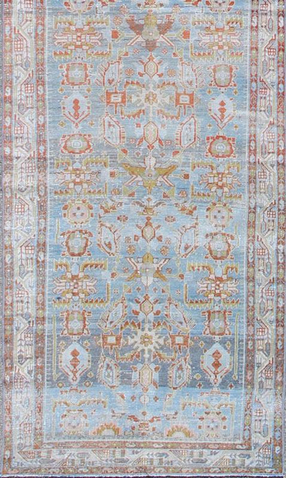 Antique Persian Malayer Runner with Geometrics in Light Blue, Red and Green, rug na - 170201, country of origin / type: Iran / Malayer, circa 1910 This magnificent antique Persian Malayer runner (circa 1910) bears a beautiful, all - over Sub geometr... - Keivan Woven ArtsNA - 170201 - 8197Rug
