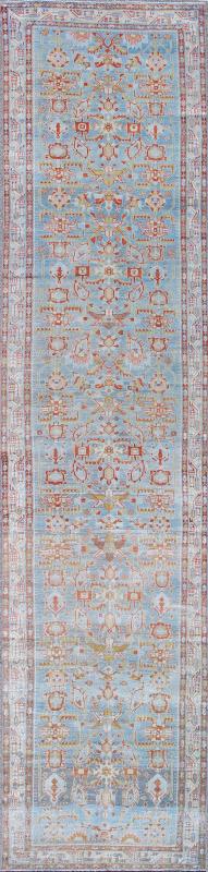 Antique Persian Malayer Runner with Geometrics in Light Blue, Red and Green, rug na - 170201, country of origin / type: Iran / Malayer, circa 1910 This magnificent antique Persian Malayer runner (circa 1910) bears a beautiful, all - over Sub geometr... - Keivan Woven ArtsNA - 170201 - 8197Rug