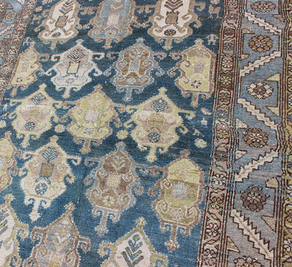All - over large scale design in dark blue Persian Malayer antique rug, rug na - 180707, country of origin / type: Iran / Malayer, circa 1920. This beautiful antique early 20th century Persian Malayer carpet features an all - over design of repeating ... - Keivan Woven ArtsNA - 180707 - 10508Rug