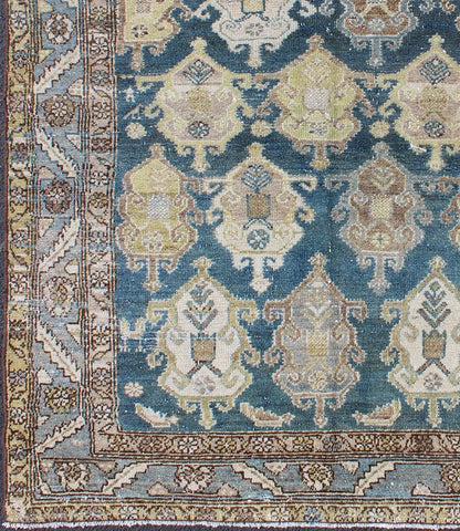 All - over large scale design in dark blue Persian Malayer antique rug, rug na - 180707, country of origin / type: Iran / Malayer, circa 1920. This beautiful antique early 20th century Persian Malayer carpet features an all - over design of repeating ... - Keivan Woven ArtsNA - 180707 - 10508Rug
