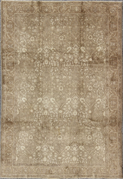Antique Turkish Oushak Rug With All - Over Botanical Pattern in Taupe and Neutrals. Keivan Woven Arts - Antique Turkish Sivas rug with all - over botanical pattern in taupe, rug na - 54000, country of origin / type: Turkey / Sivas Oushak, circa early 20th ... - Keivan Woven ArtsNA - 54000 - 880Rug