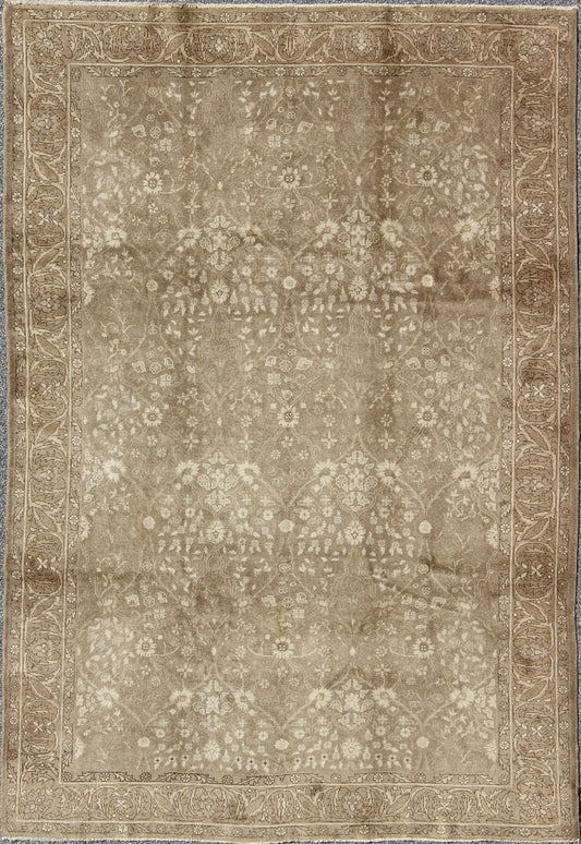 Antique Turkish Oushak Rug With All - Over Botanical Pattern in Taupe and Neutrals. Keivan Woven Arts - Antique Turkish Sivas rug with all - over botanical pattern in taupe, rug na - 54000, country of origin / type: Turkey / Sivas Oushak, circa early 20th ... - Keivan Woven ArtsNA - 54000 - 880Rug