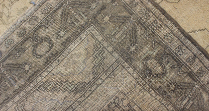 Antique Turkish Oushak with Stylized Medallion Design in Muted Neutral Tones This beautifully muted antique Turkish Oushak displays a stretched central medallion filled with Sub - geometric floral motifs and capped with palmettes. The saw - toothed ... - Keivan Woven ArtsNA - 54726 - 1582Rug