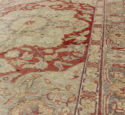 Fine Turkish Oushak Carpet with Centre Medallion in Light Red and Cream Fine Turkish Oushak Carpet with Center Medallion in Light Red rug/na - 63630, origin. turkey This spectacular Turkish Oushak bears magnificent splendor indicative of ro... - Keivan Woven ArtsNA - 63630 - 1144Rug