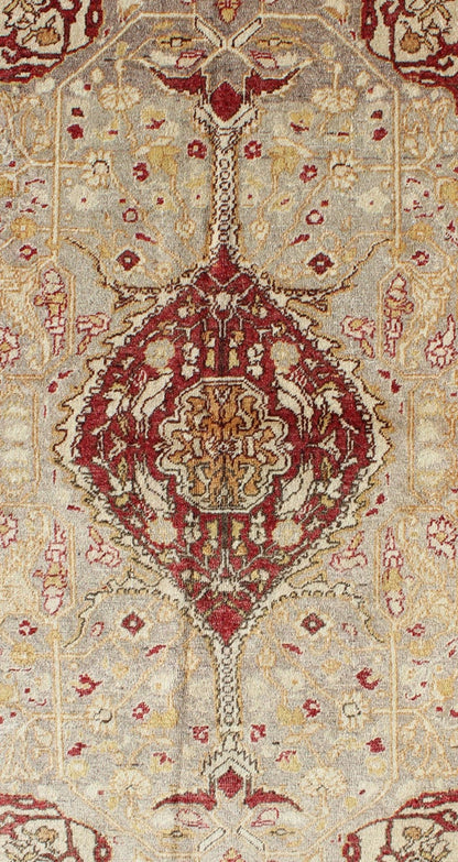 Vintage Turkish Medallion Oushak Area Rug in Red, Taupe, Gold, and Cocoa Measures: 4 x 6'8 This vintage Turkish Oushak carpet (circa mid - 20th century) features a central medallion design, as well as patterns of smaller floral shapes and b... - Keivan Woven ArtsNA - 63769 - 2131Rug