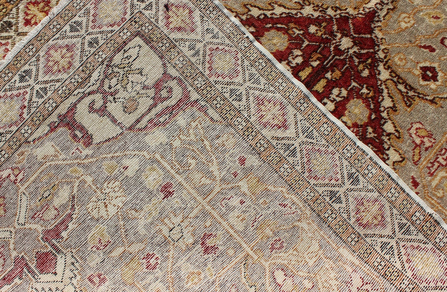 Vintage Turkish Medallion Oushak Area Rug in Red, Taupe, Gold, and Cocoa Measures: 4 x 6'8 This vintage Turkish Oushak carpet (circa mid - 20th century) features a central medallion design, as well as patterns of smaller floral shapes and b... - Keivan Woven ArtsNA - 63769 - 2131Rug