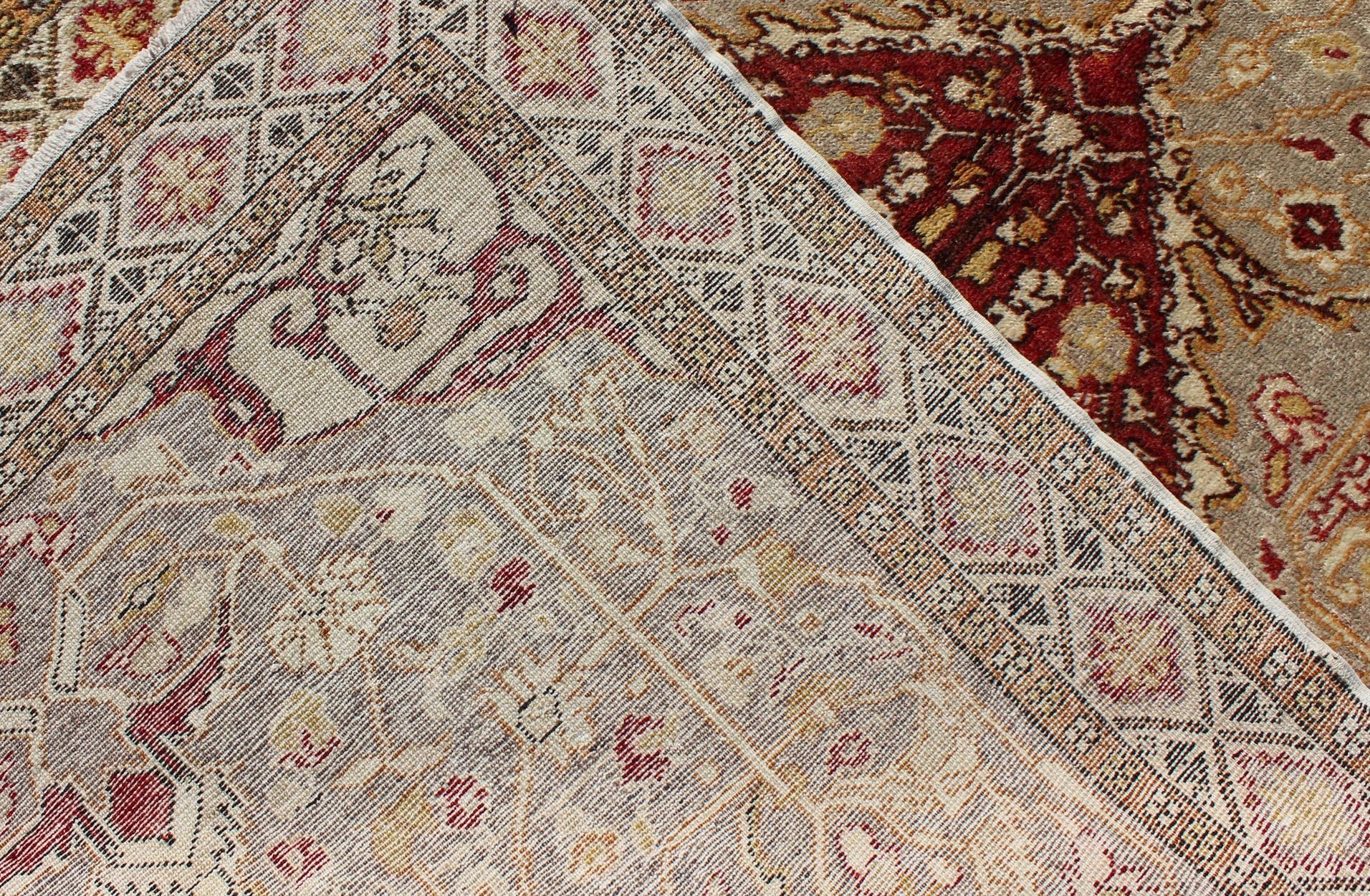Vintage Turkish Medallion Oushak Area Rug in Red, Taupe, Gold, and Cocoa Measures: 4 x 6'8 This vintage Turkish Oushak carpet (circa mid - 20th century) features a central medallion design, as well as patterns of smaller floral shapes and b... - Keivan Woven ArtsNA - 63769 - 2131Rug