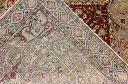 Vintage Turkish Medallion Oushak Area Rug in Red, Taupe, Gold, and Cocoa Measures: 4 x 6'8 This vintage Turkish Oushak carpet (circa mid - 20th century) features a central medallion design, as well as patterns of smaller floral shapes and b... - Keivan Woven ArtsNA - 63769 - 2131Rug
