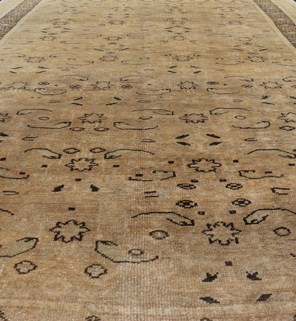 Unique Turkish Oushak With Overall Design in Cream, Gray and Brown Highlights Measures 5'10 x 9'5 This antique Oushak was hand - knotted in early 1900's Turkey. The copper - tan field displays a design not common for the era, an almost abstr... - Keivan Woven ArtsNA - 63794 - 942Rug