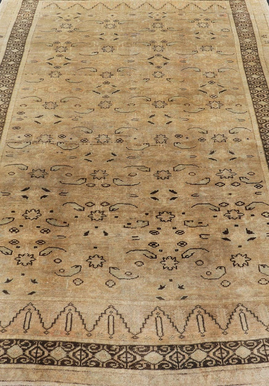 Unique Turkish Oushak With Overall Design in Cream, Gray and Brown Highlights Measures 5'10 x 9'5 This antique Oushak was hand - knotted in early 1900's Turkey. The copper - tan field displays a design not common for the era, an almost abstr... - Keivan Woven ArtsNA - 63794 - 942Rug