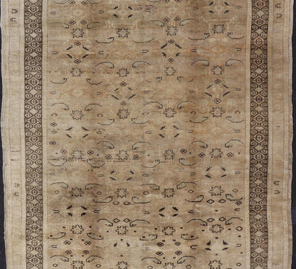 Unique Turkish Oushak With Overall Design in Cream, Gray and Brown Highlights Measures 5'10 x 9'5 This antique Oushak was hand - knotted in early 1900's Turkey. The copper - tan field displays a design not common for the era, an almost abstr... - Keivan Woven ArtsNA - 63794 - 942Rug