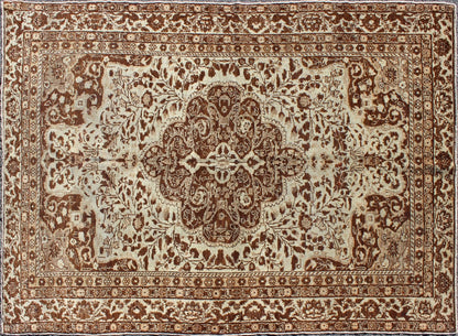 Measures: 5'1 x 7'3 This century - old Sivas displays an ivory field surrounded by a richly detailed classical arabesque design, with an intricate center medallion in the field that animates the tone and plays off of the finely detailed texture ... - Keivan Woven ArtsNA - 63818 - 1036Rug
