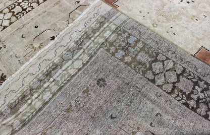 Vintage Turkish Oushak Rug with Geometric Central Medallion in Earth Tones Measures: 7' x 11'5 Country of Origin: Turkey; Type: Oushak; Design: Medallion, Tribal Medallion, Diamond Medallion; Keivan Woven Arts: rug NA - 63879;Vintage Tur... - Keivan Woven ArtsNA - 63879 - 1991Rug