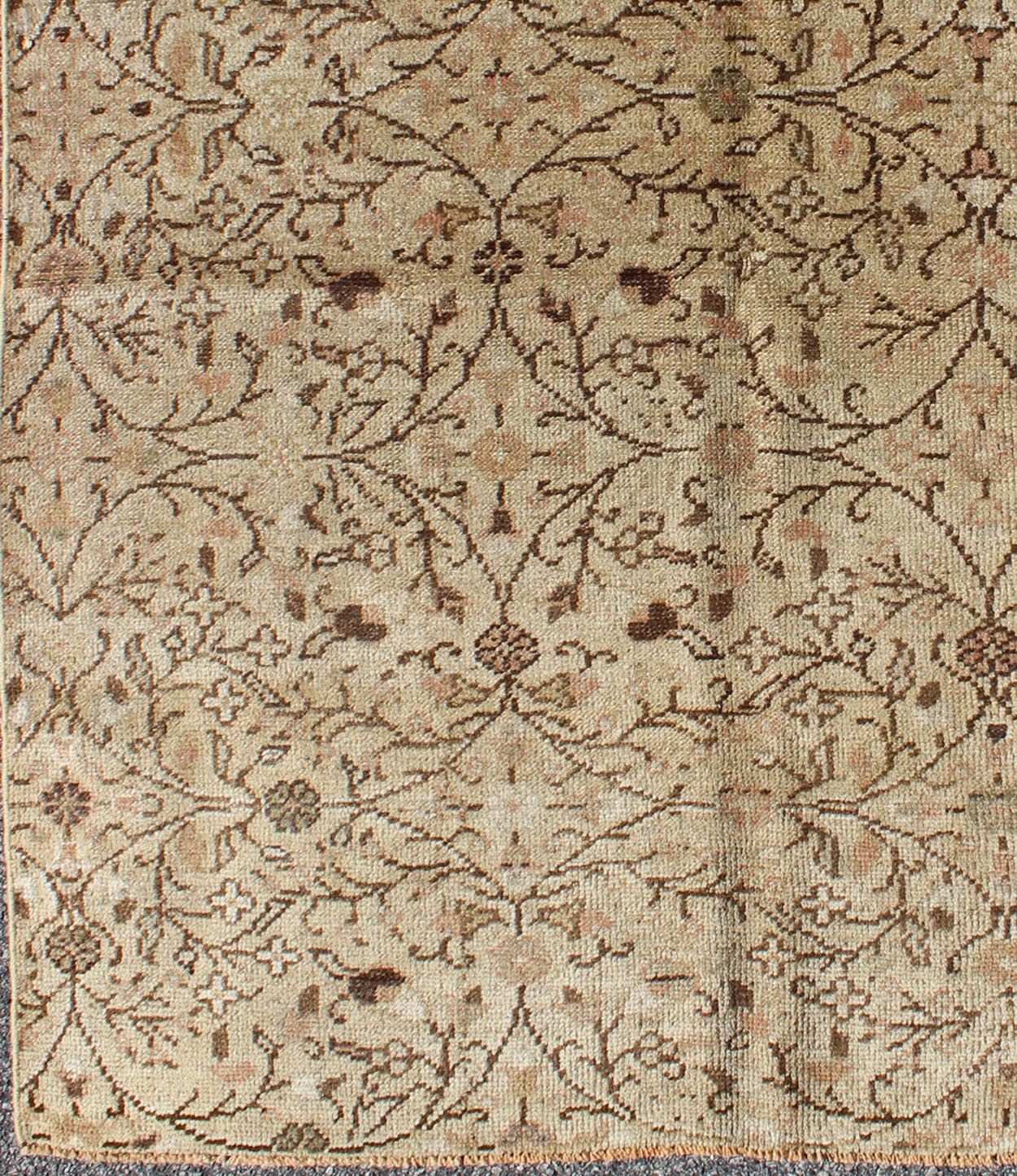 Vintage All - Over Floral Design Turkish Oushak Rug with Free - Flowing Pattern, rug na - 63970, country of origin / type: Turkey / Oushak, circa mid - 20th century The design of this beautiful vintage Oushak rug from mid - 20th century Turkey is enhanced... - Keivan Woven ArtsNA - 63970 - B - 2137Rug