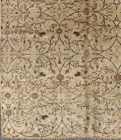 Vintage All - Over Floral Design Turkish Oushak Rug with Free - Flowing Pattern, rug na - 63970, country of origin / type: Turkey / Oushak, circa mid - 20th century The design of this beautiful vintage Oushak rug from mid - 20th century Turkey is enhanced... - Keivan Woven ArtsNA - 63970 - B - 2137Rug