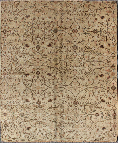 Vintage All - Over Floral Design Turkish Oushak Rug with Free - Flowing Pattern, rug na - 63970, country of origin / type: Turkey / Oushak, circa mid - 20th century The design of this beautiful vintage Oushak rug from mid - 20th century Turkey is enhanced... - Keivan Woven ArtsNA - 63970 - B - 2137Rug