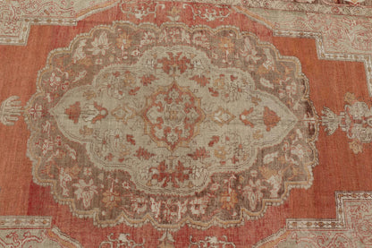 Antique Turkish Oushak Rug with Floral Medallion Burnt Orange and Cream. Keivan Woven Arts / rug NA - 639810, country of origin / type: Turkey / Oushak, circa 1910 Measures: 8'2 x 12'11. This antique Turkish Oushak carpet (circa 1910) features a fl... - Keivan Woven ArtsNA - 639810 - 723Rug