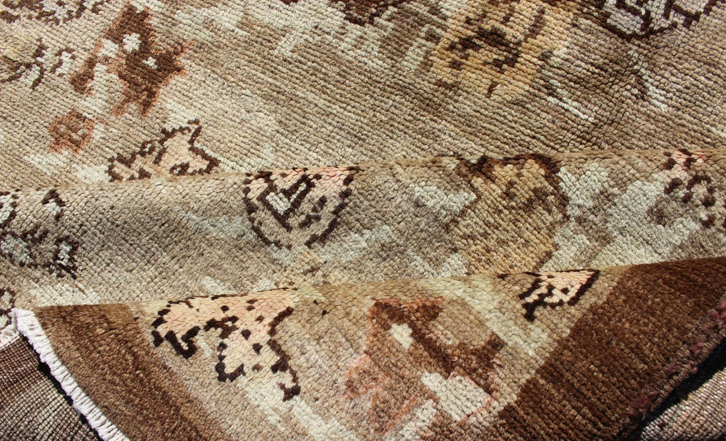 Large Antique Turkish Tulu Carpet with Floral Design in Tan & Brown, Rug/ NA - 75020 Early 20th Century Turkish Oushak - Tulu Carpet. Measures: 8'2 x 10'. This unusually large Tulu features an all - over floral design in Tan and Taupe. The earth tone ... - Keivan Woven ArtsNA - 75020 - 782Rug