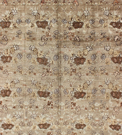 Large Antique Turkish Tulu Carpet with Floral Design in Tan & Brown, Rug/ NA - 75020 Early 20th Century Turkish Oushak - Tulu Carpet. Measures: 8'2 x 10'. This unusually large Tulu features an all - over floral design in Tan and Taupe. The earth tone ... - Keivan Woven ArtsNA - 75020 - 782Rug